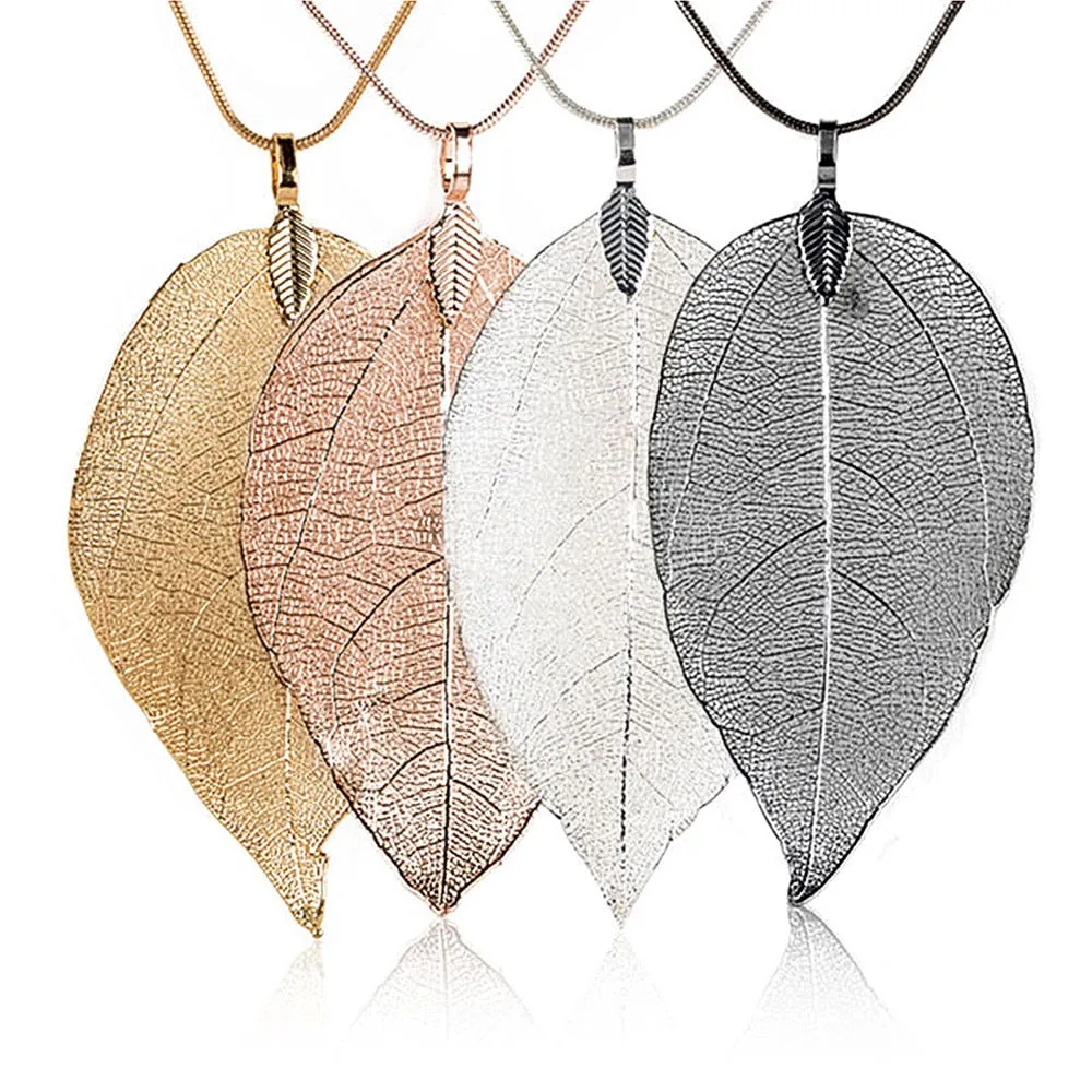 Womens Sweater Coat  Special Leaves Long Chain Jewelry Necklaces