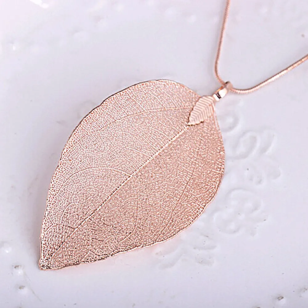 Womens Sweater Coat  Special Leaves Long Chain Jewelry Necklaces