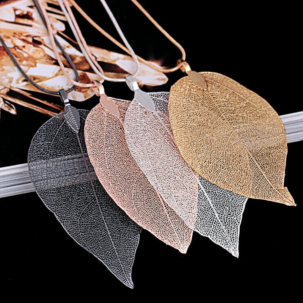 Womens Sweater Coat  Special Leaves Long Chain Jewelry Necklaces