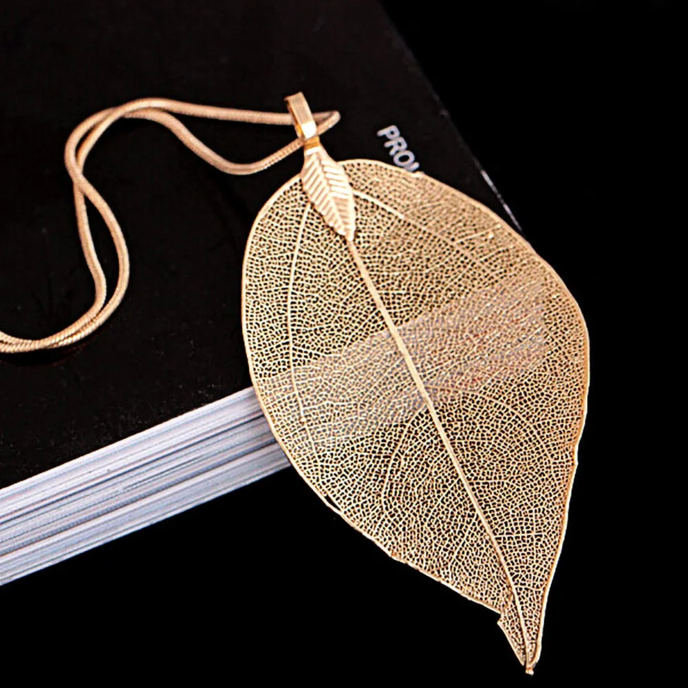 Womens Sweater Coat  Special Leaves Long Chain Jewelry Necklaces